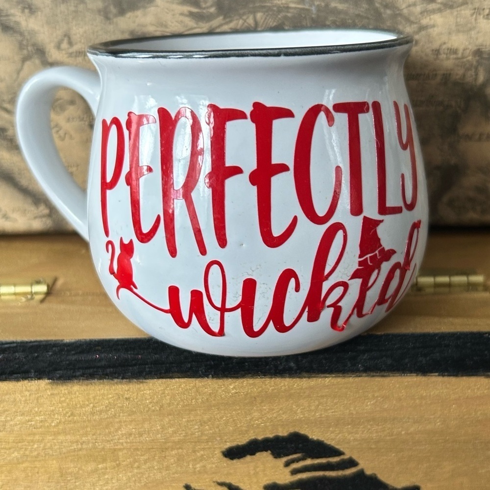 Perfectly wicked cauldron shaped white mug- for the perfect friend- new